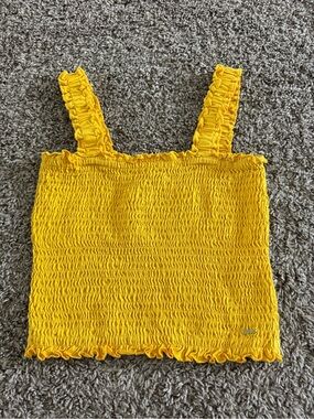 Guess Yellow Ruffle Tank Crop Top